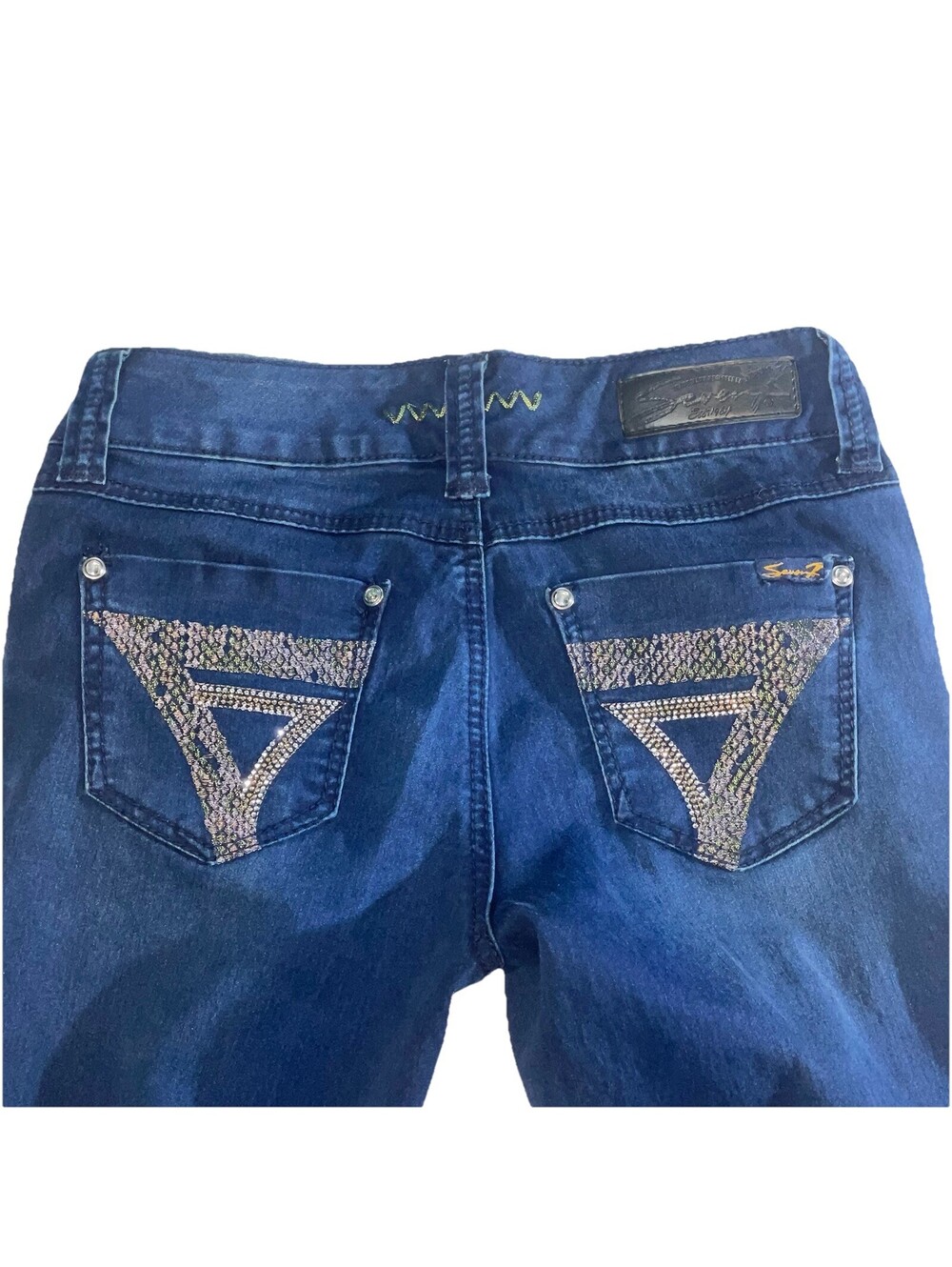 Seven 7 Jeans Skinny Bling Studs Jewels Dark Wash Stretch Size 4 (31X29) Retro
